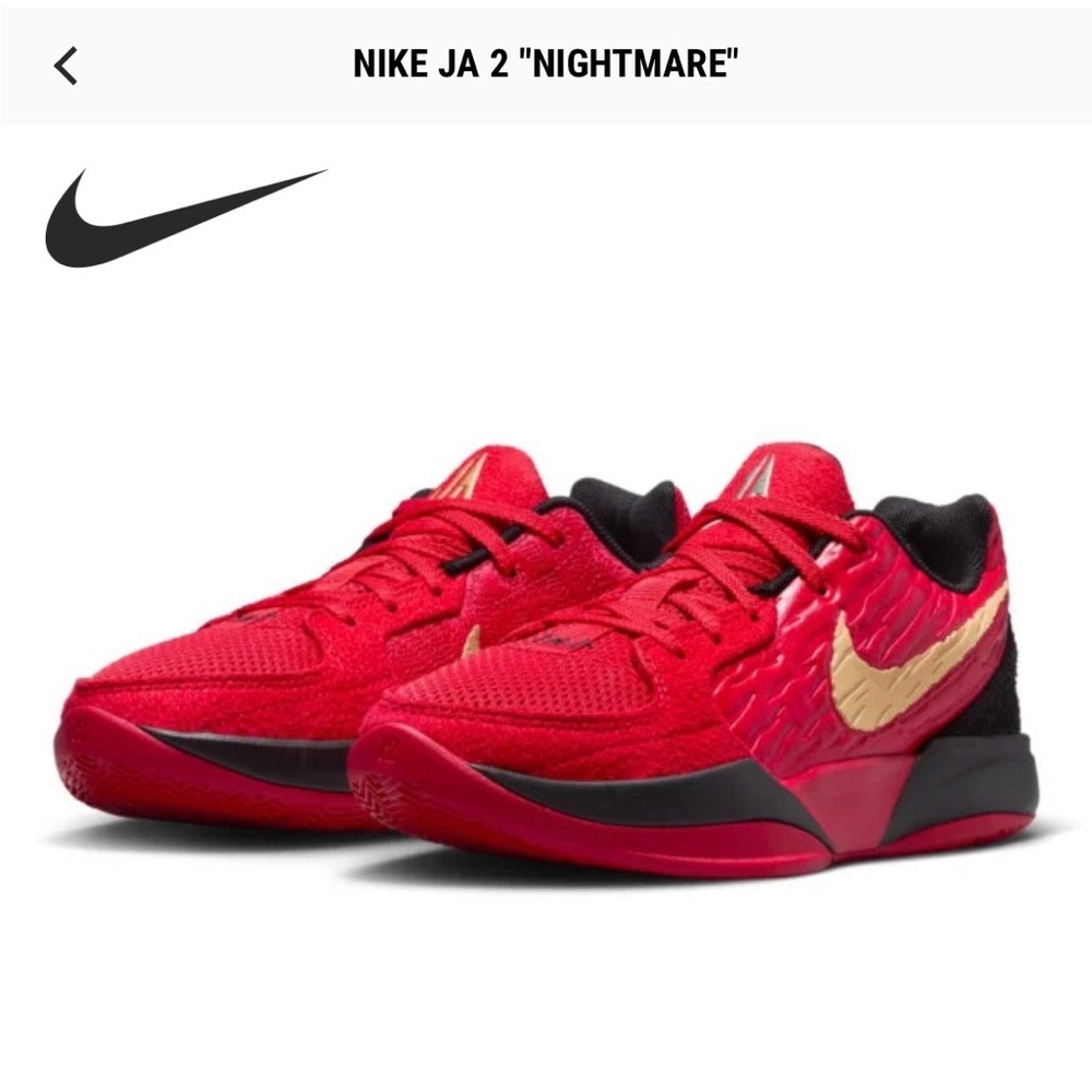 Nike Ja 2 'Nightmare' Red and Gold Athletic Shoes